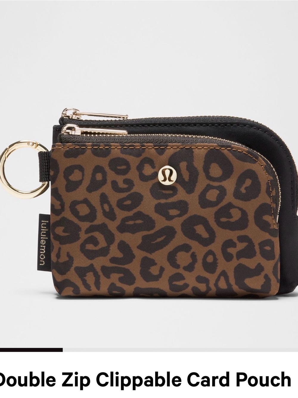 lululemon athletica Leopard Print Double Zip Card Pouch in Brown and Black